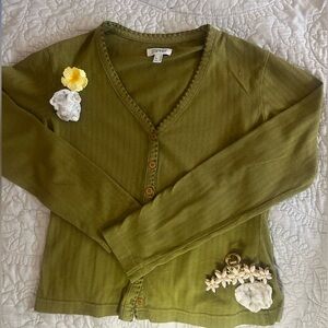 Esprit Olive Green V-Neck Button Cardigan